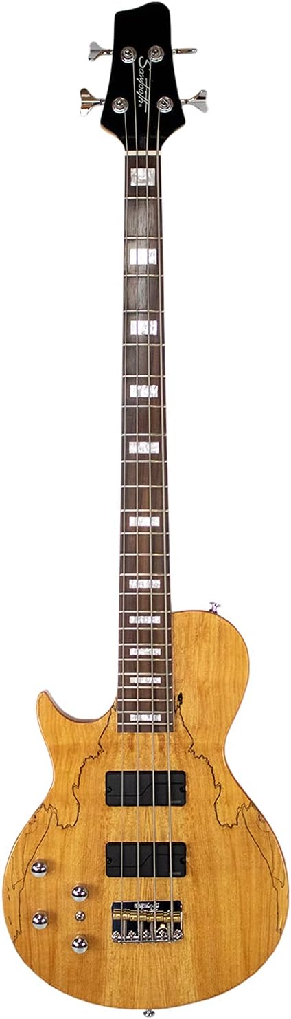 Sawtooth Americana Left-Handed Heritage Series Natural Spalted Maple 4-String 24 Fret Electric Bass Guitar w Fishman Fluence Pickups