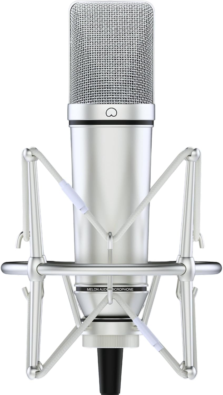 Melon Audio MA-87 Studio Condenser Microphone, 26mm Gold Large Diaphragm Capsule, Including Foam Filter, Metal Shock Mount, XLR Cable and Mic Bag - for Singing, Vocal Recording and Podcasting