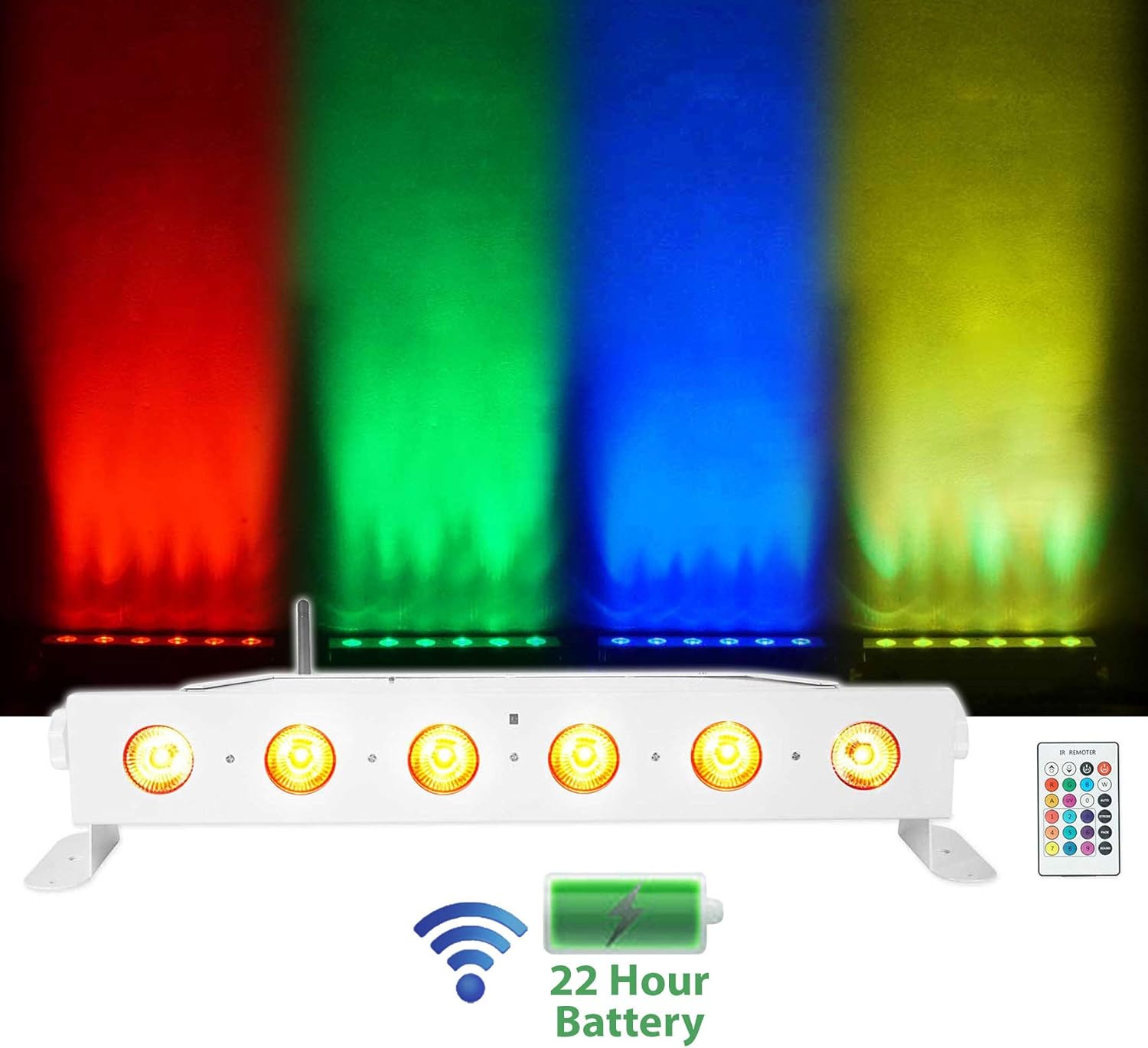 Rockville Best Strip 60 White Rechargeable Wash Light Bar, RGBWA UV, Wireless Control, for DJs, Stage and Events, 2-Piece