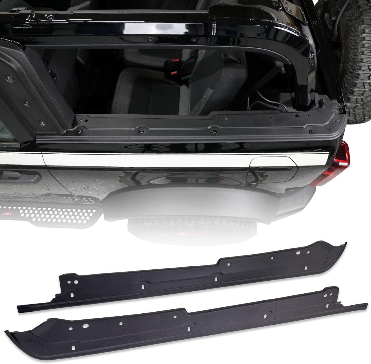 IAG I-Line Rear Body Tub Rail Protector Armor for Ford Bronco 2021+ 2 Door (Not Sport)