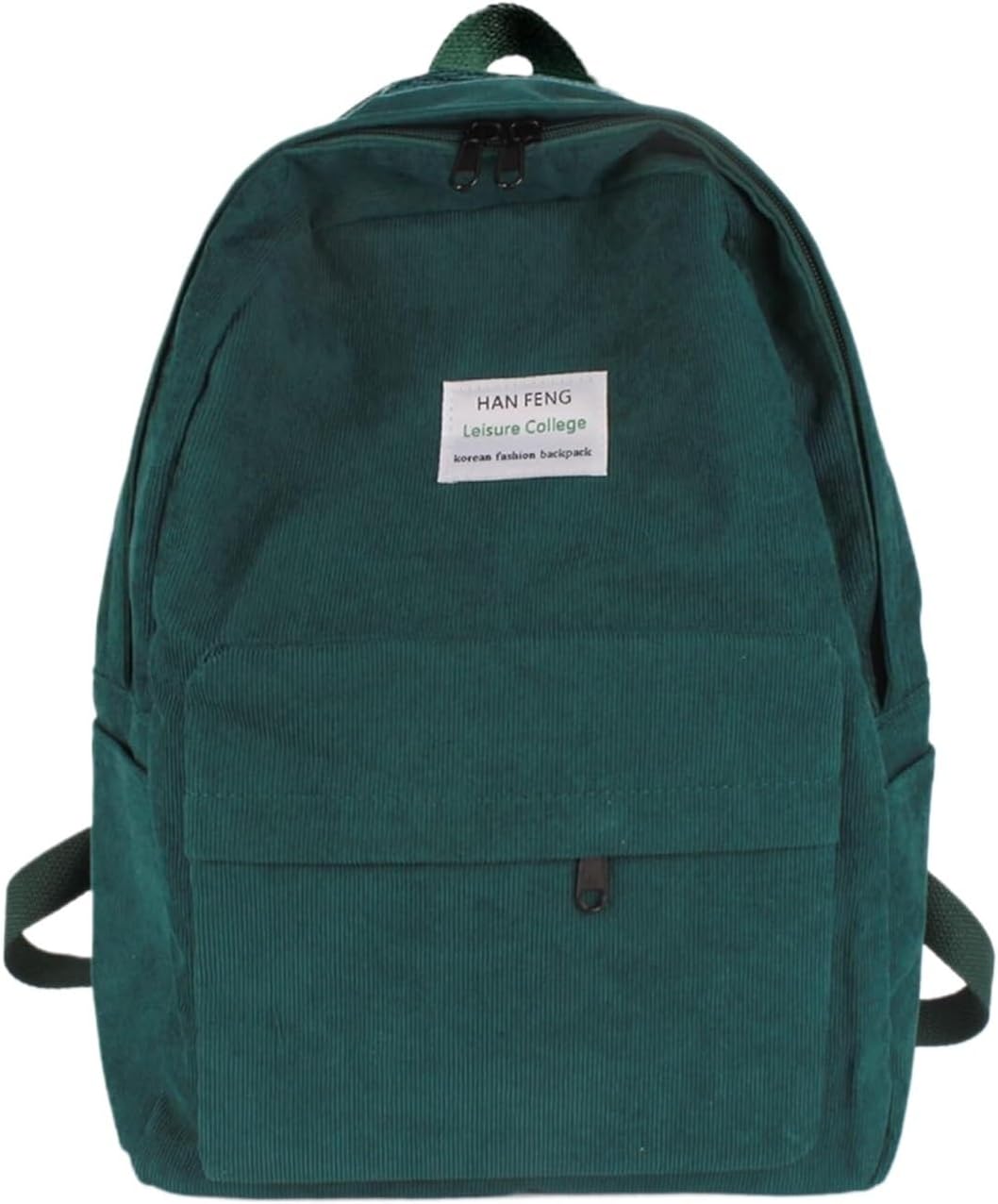 Corduroy Backpack Casual Travel Daypack Large Capacity Laptop for Women Wine Red(Green)