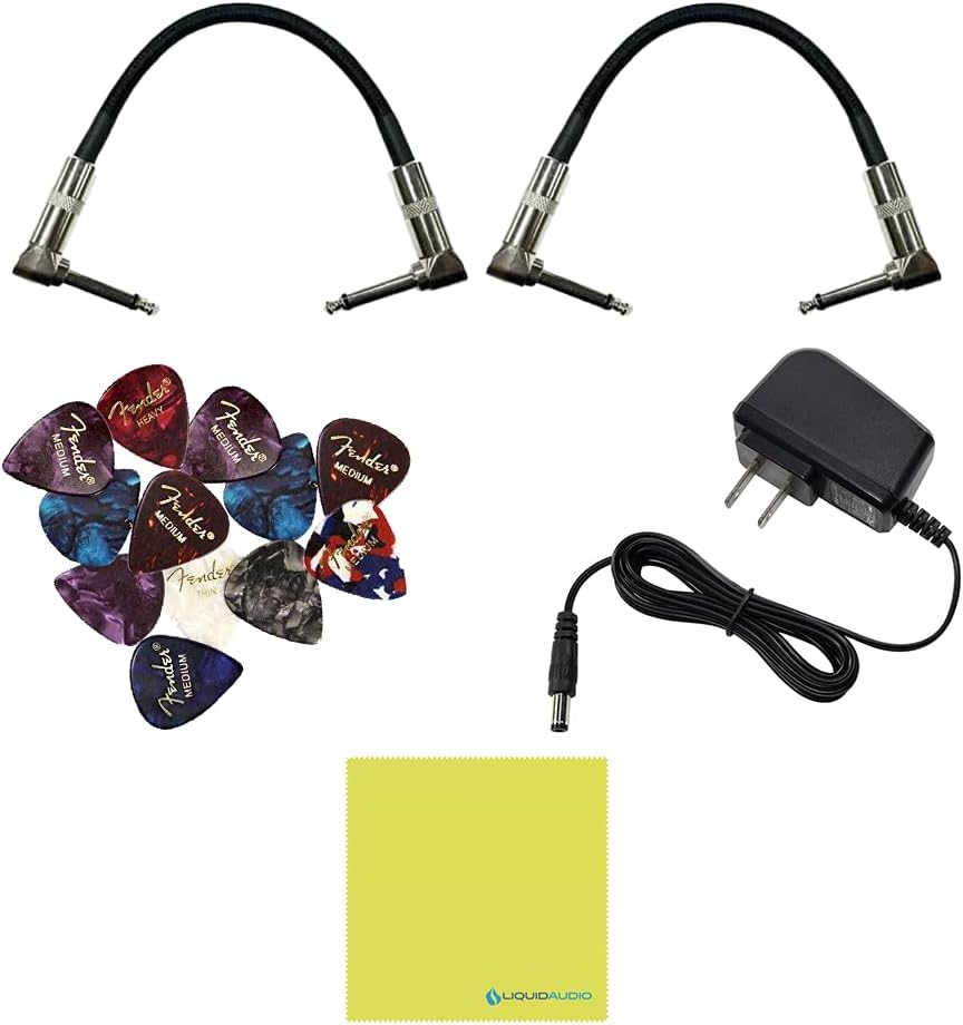 Universal Audio Lion '68 Super Lead Amp Pedal Bundle with 2x Right Angle Patch Cables, 9V Power Adapter, 12 Guitar Picks & Polishing Cloth – Authentic Tube Amp Tones, Versatile Gain Control