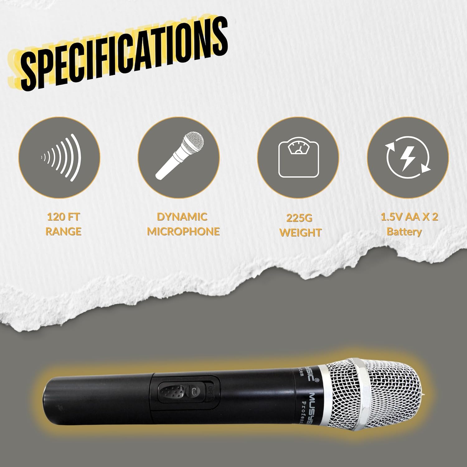 MUSYSIC 4-Channel Professional VHF Handheld Wireless Microphone System Metal Receiver, Long Range for Church, Wedding, Party, Meeting, Party, Karaoke