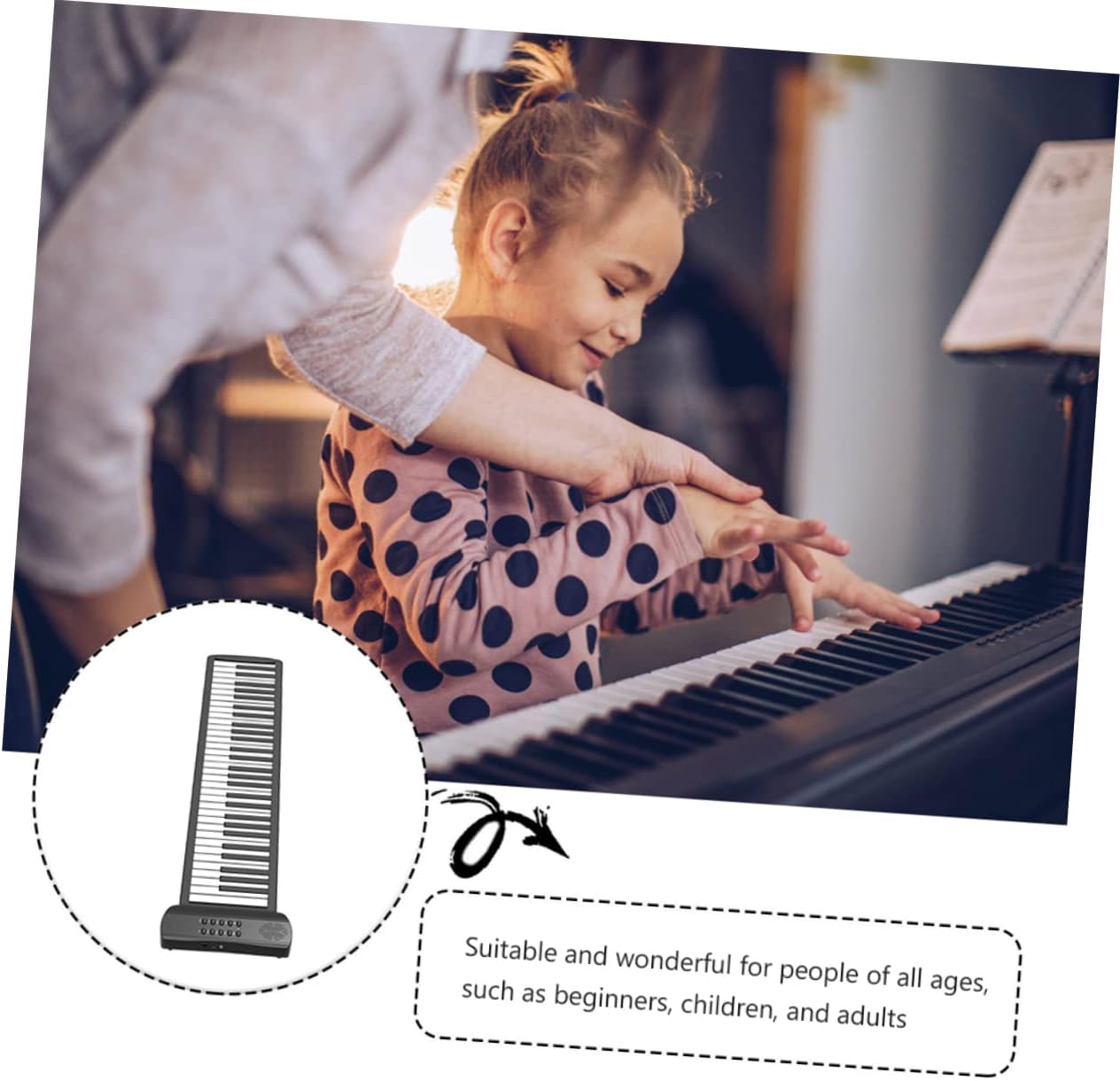 Totority Portable Roll-up Piano with High-fidelity Sound Durable Silicone Material for Beginners Go Musicians Easy to Carry Electronic Keyboard