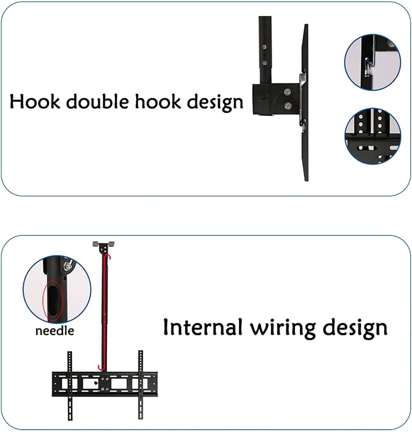 Ceiling TV Mount Stand - Tv Wall Mount Ceiling TV Mount Bracket, Full Motion 360 Deg Rotation Tilt Swivel TV Mount, Fits 40-80inch LED Screen Display, Can 90° Flip Down TV Stand,0.651.05m
