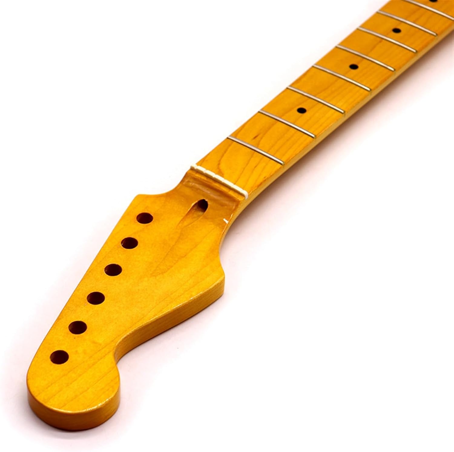 Replacement Guitar Neck 6-string 22-fret Left-handed Neck Canadian Maple Slightly Yellow Gloss Guitar Handle DIY Modified Electric Guitar Handle