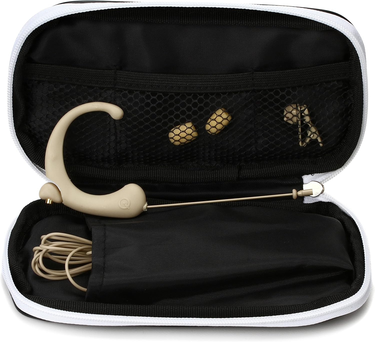 DA12 DE Omnidirectional Headworn Headset Microphone for Speaking or Singing Professionals - Includes Windscreens, Tie Clip and Case - Petite, Beige