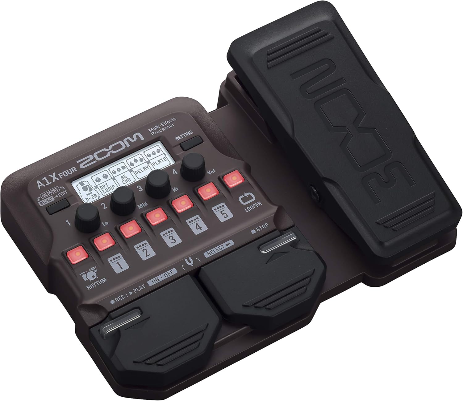 Zoom A1X FOUR Acoustic Instrument Multi-Effects Processor with Expression Pedal, Acoustic Modeling, Looper, Rhythm Section, For Guitar, Saxophone, Trumpet, Violin, Harmonica, and Upright Bass