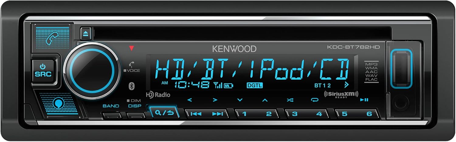 KENWOOD KDC-BT782HD Single DIN Bluetooth CD Car Stereo Receiver with Amazon Alexa Voice Control | LCD Text Display | USB & Aux Input