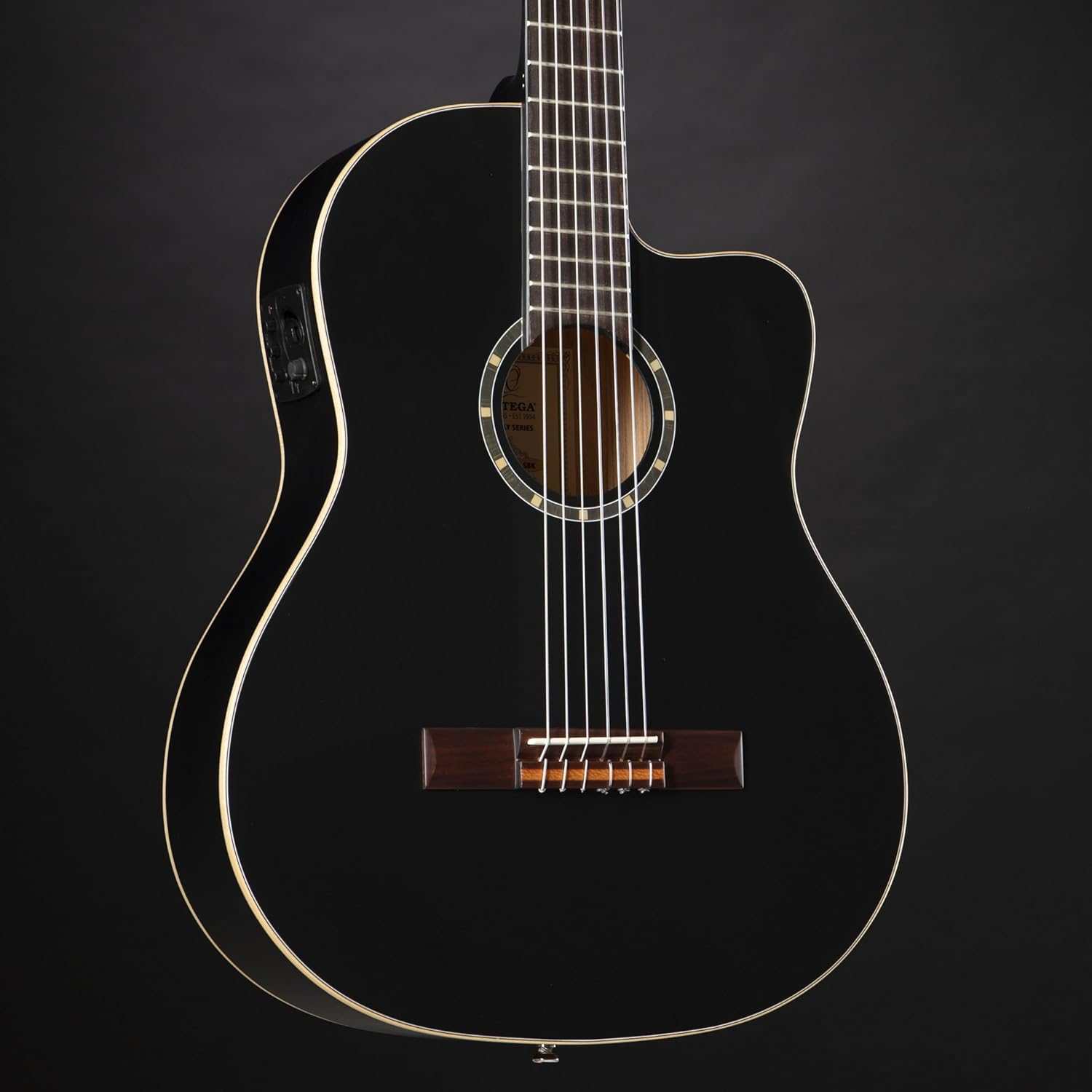 RCE125SN-SBK Family Series Thinline Acoustic Electric Nylon Classical 6-String Guitar w/Free Bag