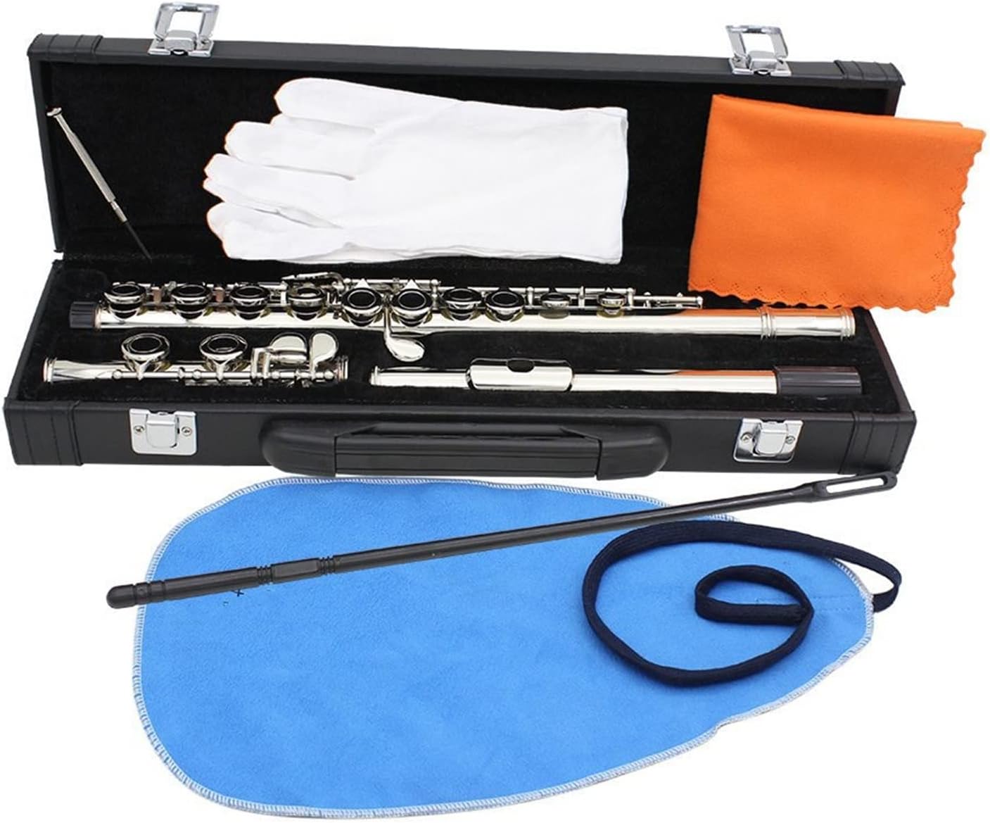 Flutes Flute Cupronickel Plated Silver 16 Holes C Key Woodwind Instrument with Gloves