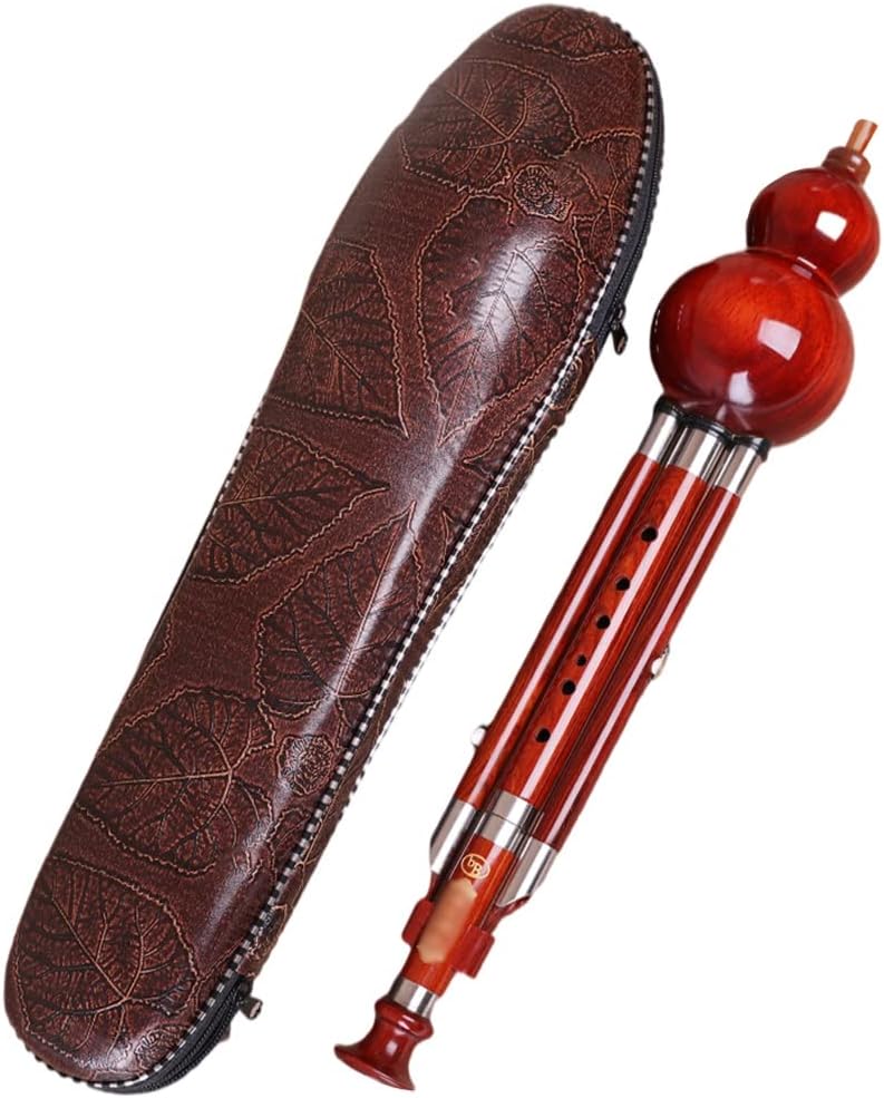 Musical Instruments Chinese Traditional Instrument Hulusi Cucurbit Flute Bottle Gourd Silk With Chinese Knot Carry Case For Beginners Musical Gift,Wind Instruments (Color : Red, Size : B flat)