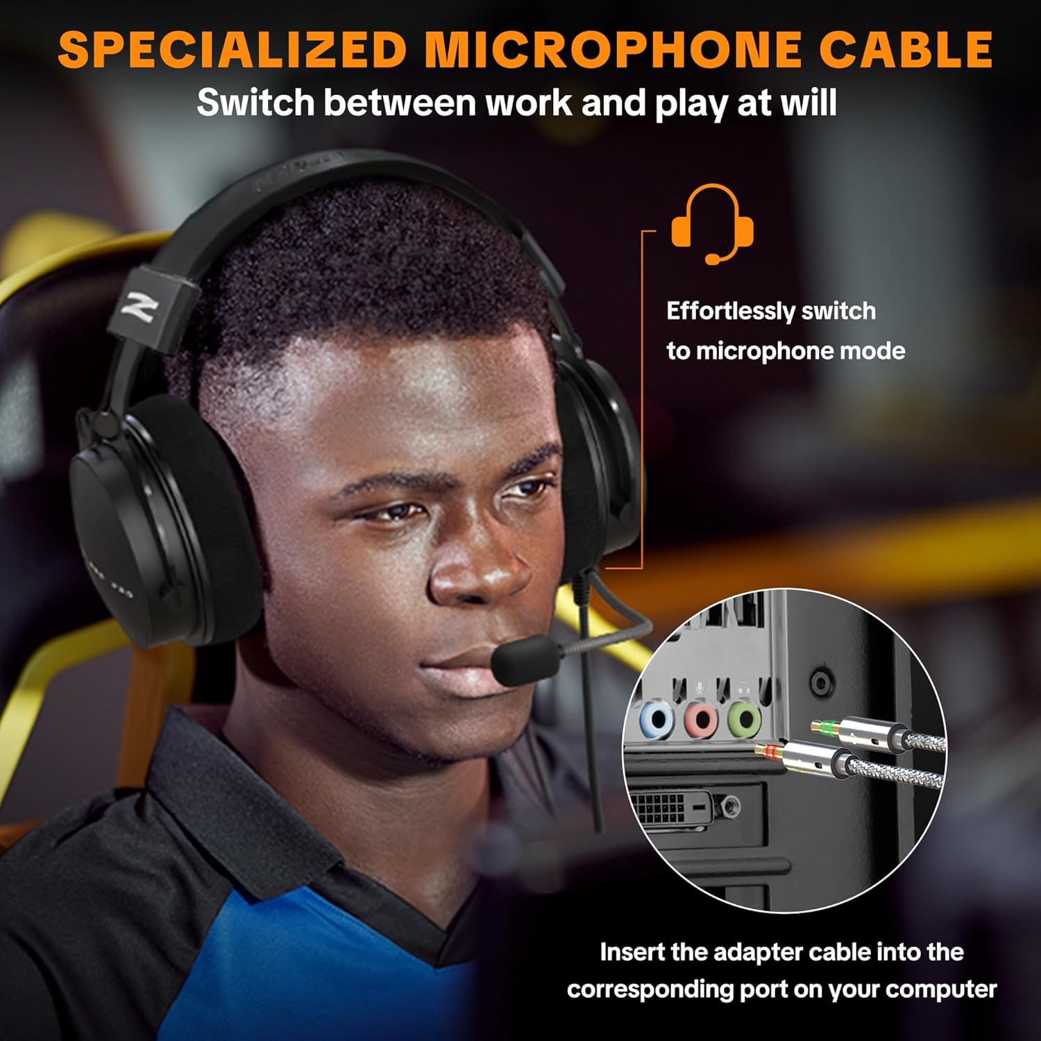 Studio Monitor Headphones for Recording, Professional Over Ear Wired Headset with Detachable Cardioid Dynamic Boom Microphone, Streaming Equipment for Media, Broadcast, Podcasting, Black-W550X