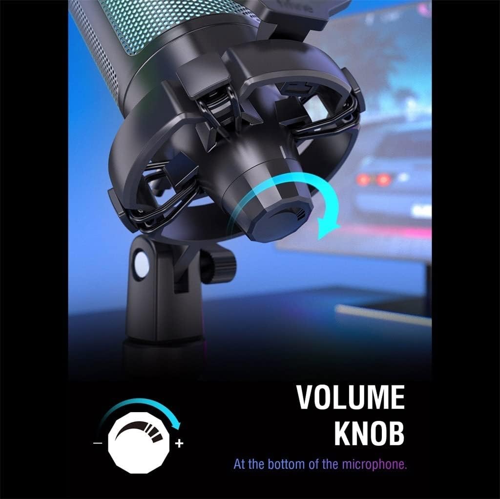 USB Condenser Gaming Microphone, Suitable for Computers with Pop Filter Vibration Reduction and Gain Control, Suitable for Podcasts
