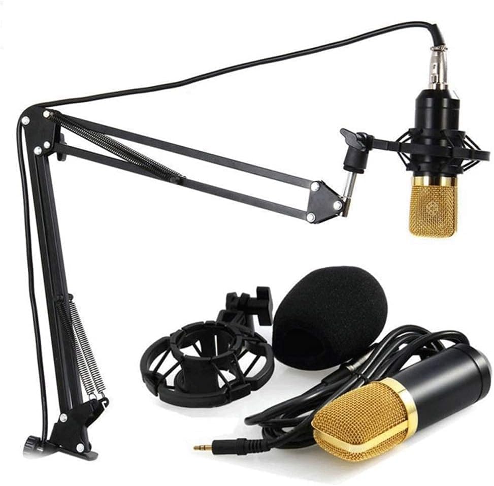Studio Condenser Microphone Set, Karaoke Microphone for Webcasting Online Singing Vocal Microphone, Black