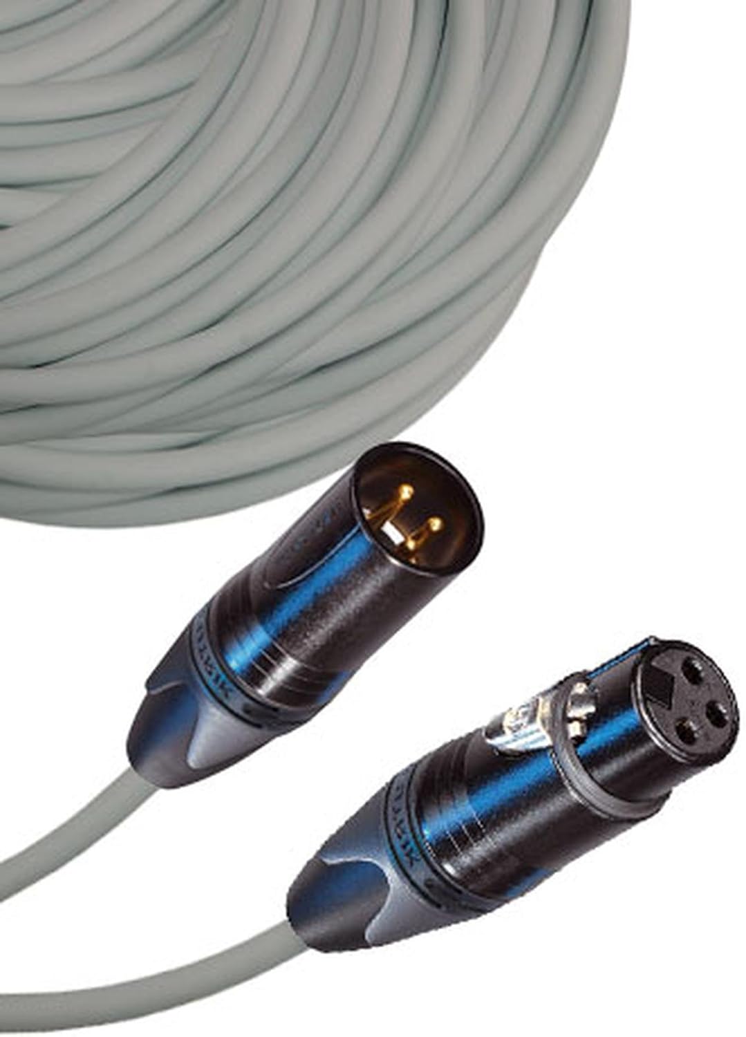 Male to Female XLR Cable with Neutrik NC3 Connectors and Premium 20ga wire - 175: FT long: Grey