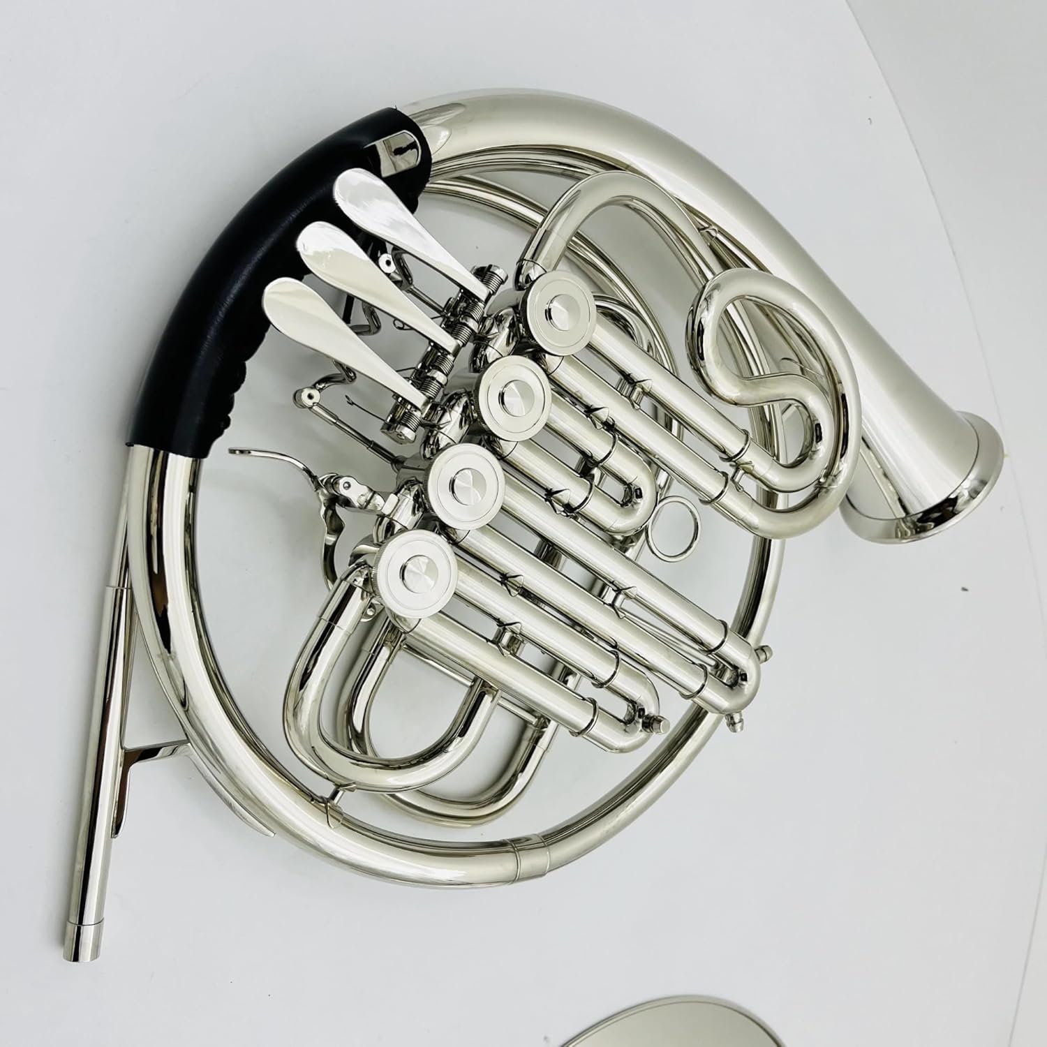 Brass French Horn Silver Professional French Horn Double Row 4-key B/F Nickel Plated Musical Instrument With Mouthpiece