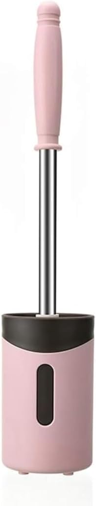 Toilet Brush Yyqx Toilet Brush Wall-Mounted Toilet Brush Holder Detachable Long Handle Cleaning Brush Bathroom Pendant Brush Holder Toilet Brush and Holder (Color : White) (Pink)