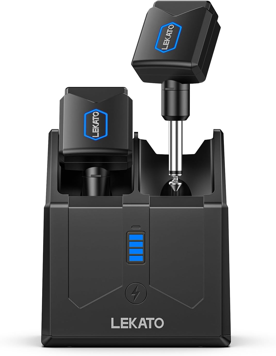 LEKATO WS50 Wireless Guitar System 5.8GHz Wireless Guitar Transmitter Receiver with Charging Box Audio Wireless Transmitter Receiver 4 Channels for Electric Guitar Bass