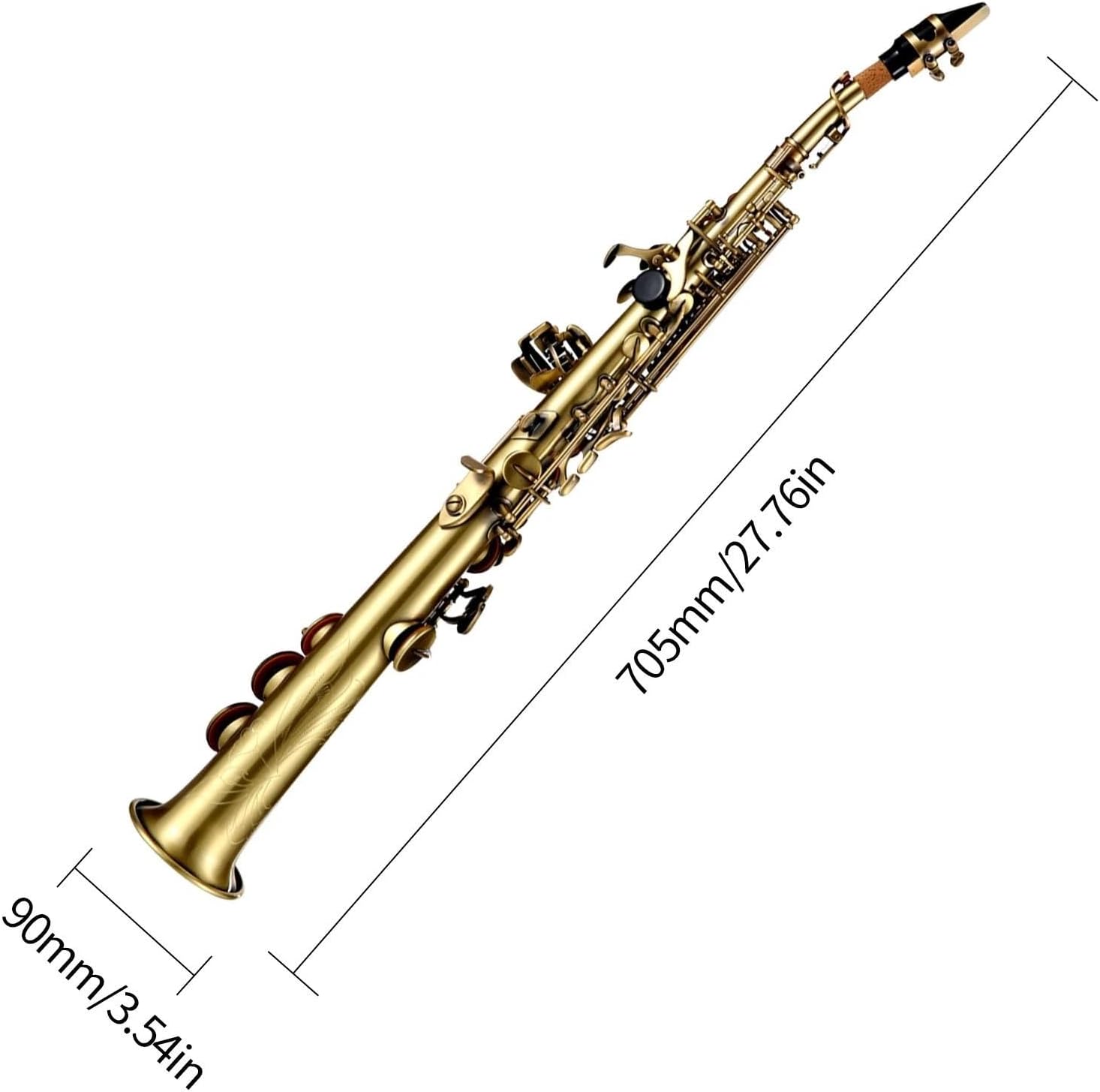 Professional Brass Straight Bb Treble Saxophone Nickel Plated Sax Woodwind Instrument With Kit