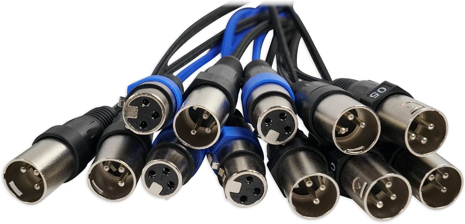 Rockville SX1225 12 Channel 25 Foot XLR Snake Cable, 100% OFC, Double Shielded, Heavy-Duty Connectors, for Live Sound and Studio Recording