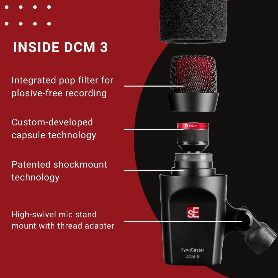 SE Electronics DCM3 Dynacaster DCM 3 Broadcast Microphone, Black