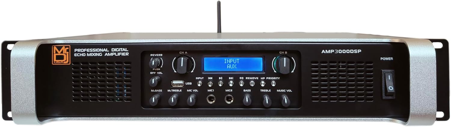 MR DJ AMP3000DSP 2Ch Class AB 3000W PA DJ Power Amplifier Onboard DSP Bluetooth USB