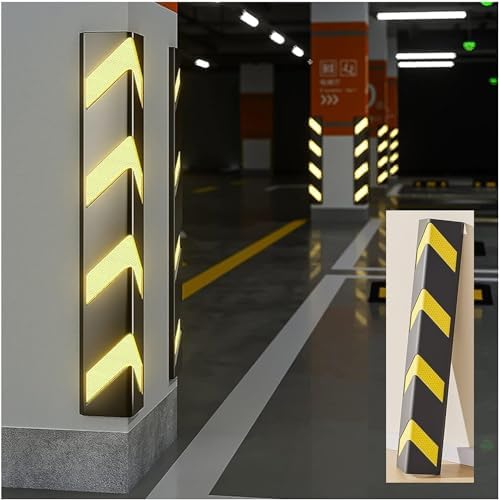 Car Park Corner Guards, Workshop Corner Rubber Reflective Lift Edge Guards, 1Cm Thick-Yellow-15pcs-150cm