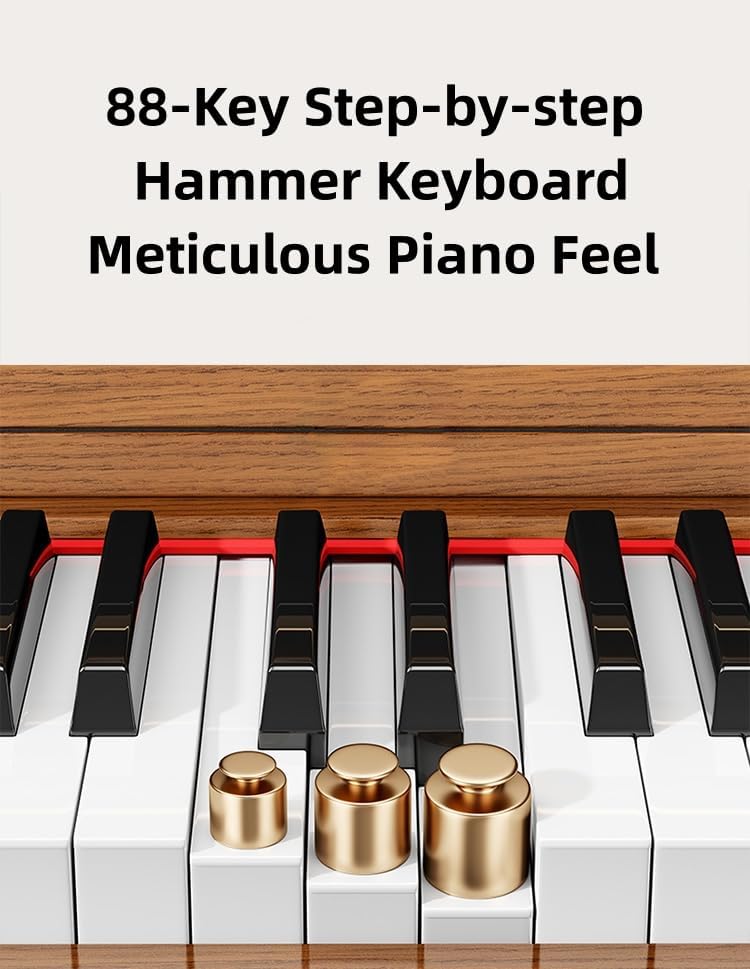 LANDTOM DDP-80 Digital Piano Keyboard 88 Keys Weighted, Hammer Action II, Home Electric Piano Full Size with Stand, Triple Pedal, MIDI Connecting and Headphone Interface