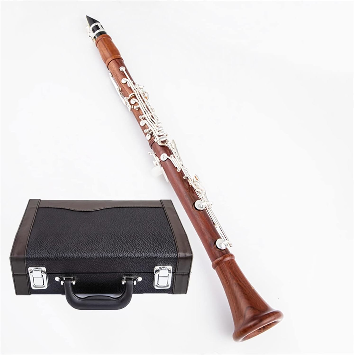 TSTS New Professional Clarinet Rosewood Wood Body Silver Plated Key Bb Key 17 Key Woodwind Instruments Clarinet for Beginner