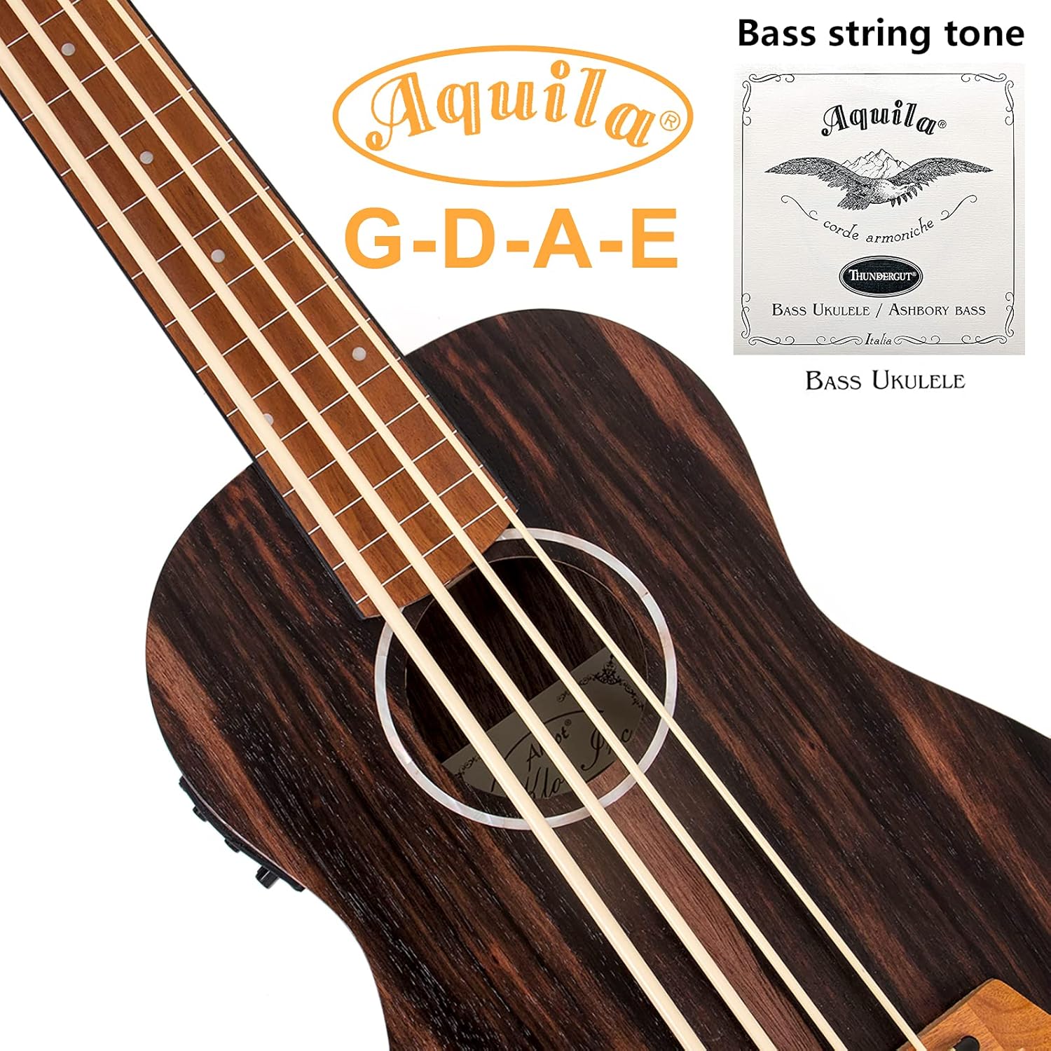 Electric Bass Ukulele,AKLOT Baritone Fretless Ukelele Bass Uke 30 inch Ebony African Blackwood Professional E-A-D-G with Gig Bag Strap for Beginner Advanced
