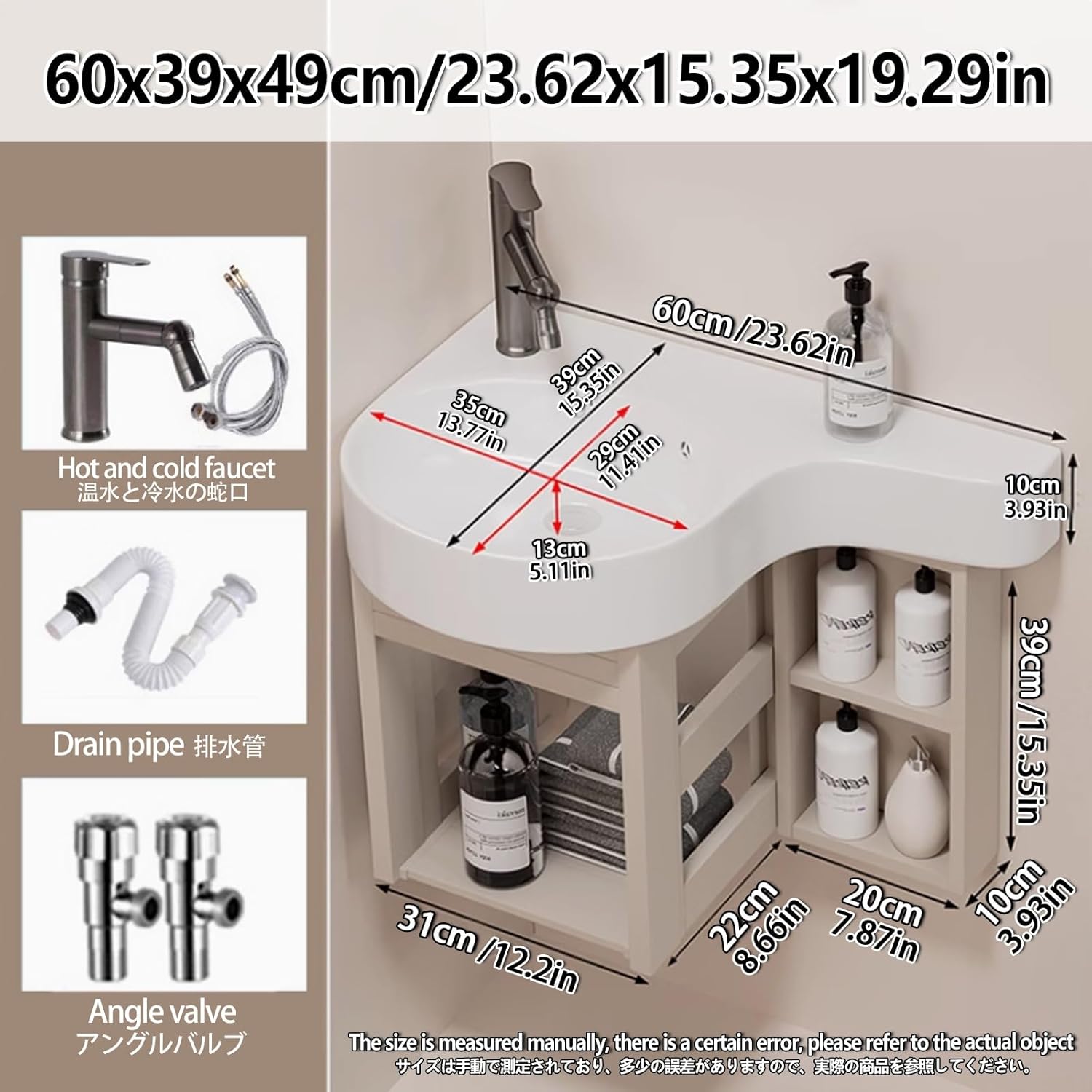 Small Wall Mount Corner Sink Wall Mount Corner Sink Floating Bathroom Sink Wall Mounted Freestanding Practical Bathroom Sink Ceramic Vessel Sink for Outdoor Indoor Restaurant Bathroom