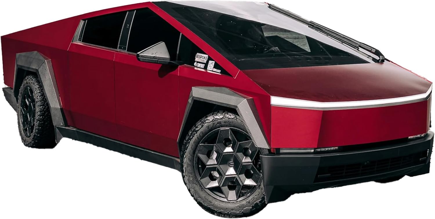 for Tesla Cybertruck 2024-2026 Entire Set PPF Precut Car Full Body Color Change Paint Protective Film Self Adhesive PET Waterproof Car Wrap Film Scratch Protector Exterior Accessories(Metallic Red