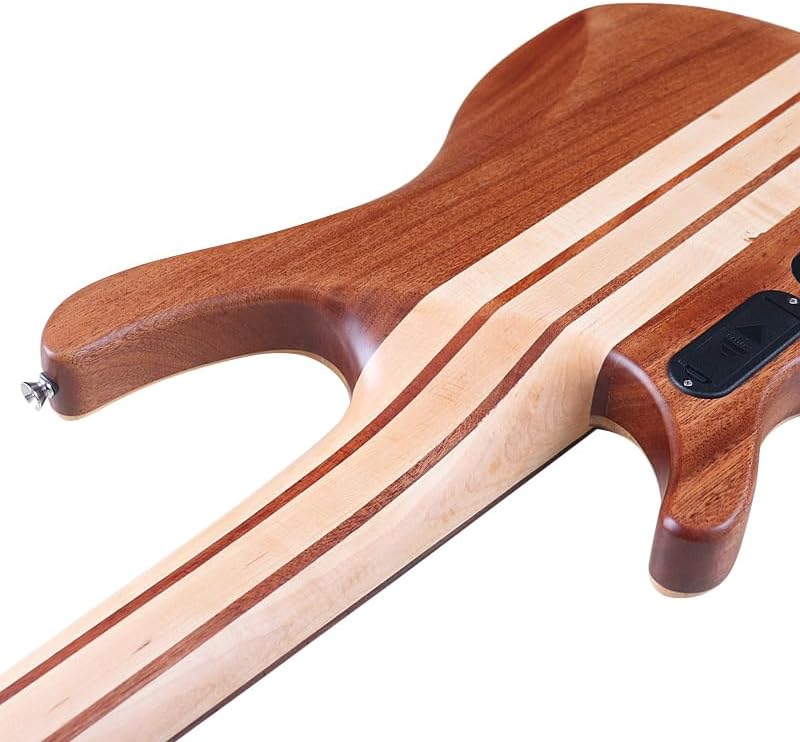 5-String Active Electric Bass Guitar, 43-Inch Full Size, Natural Matte Finish, Tree Burl Top,24-Fret