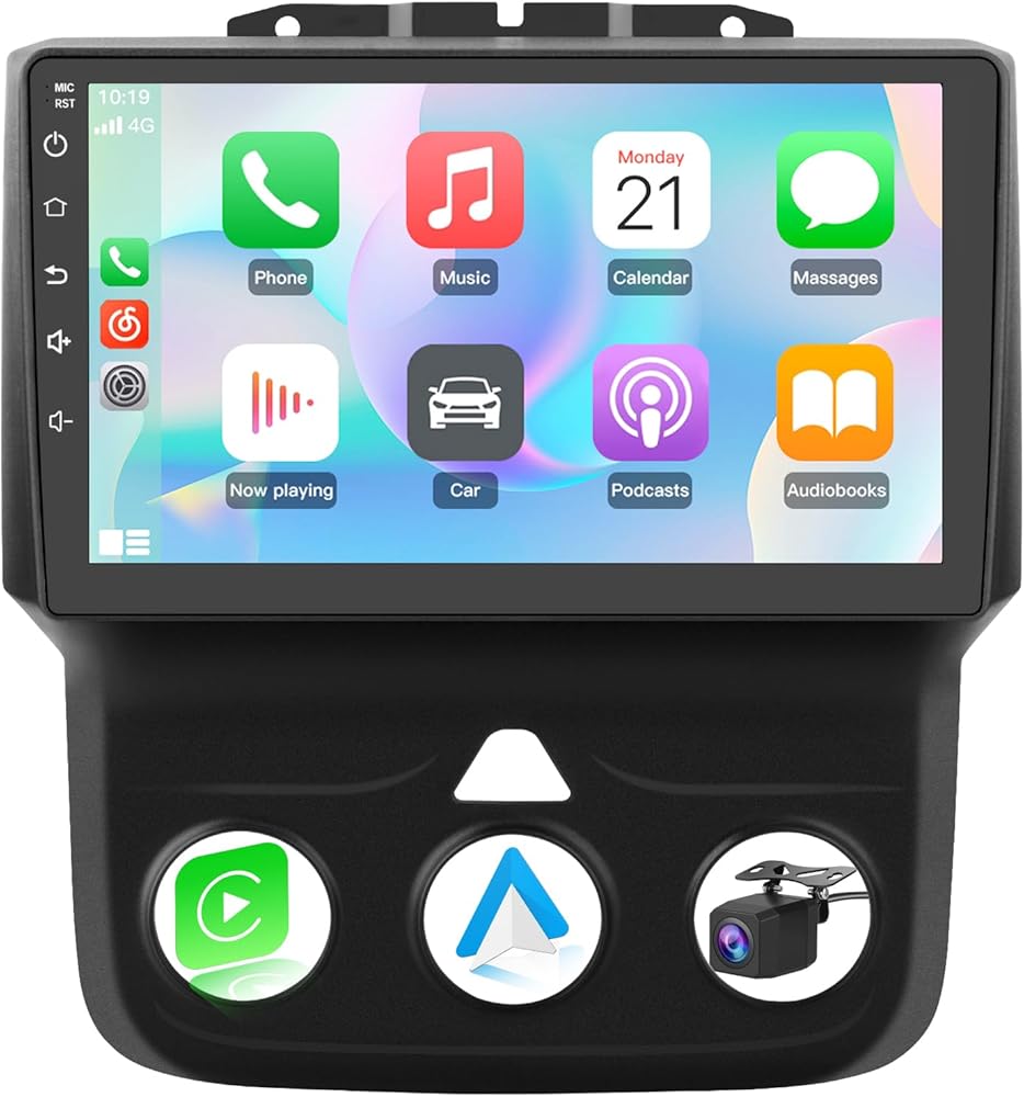 AWESAFE [4Core 64GB] Car Stereo for Dodge Ram 1500 2500 3500 2013-2018, 9'' Android 13 Touch Screen Ram CarPlay Radio Support Android Auto Bluetooth AM FM with Backup Camera (Only fit Manual AC)