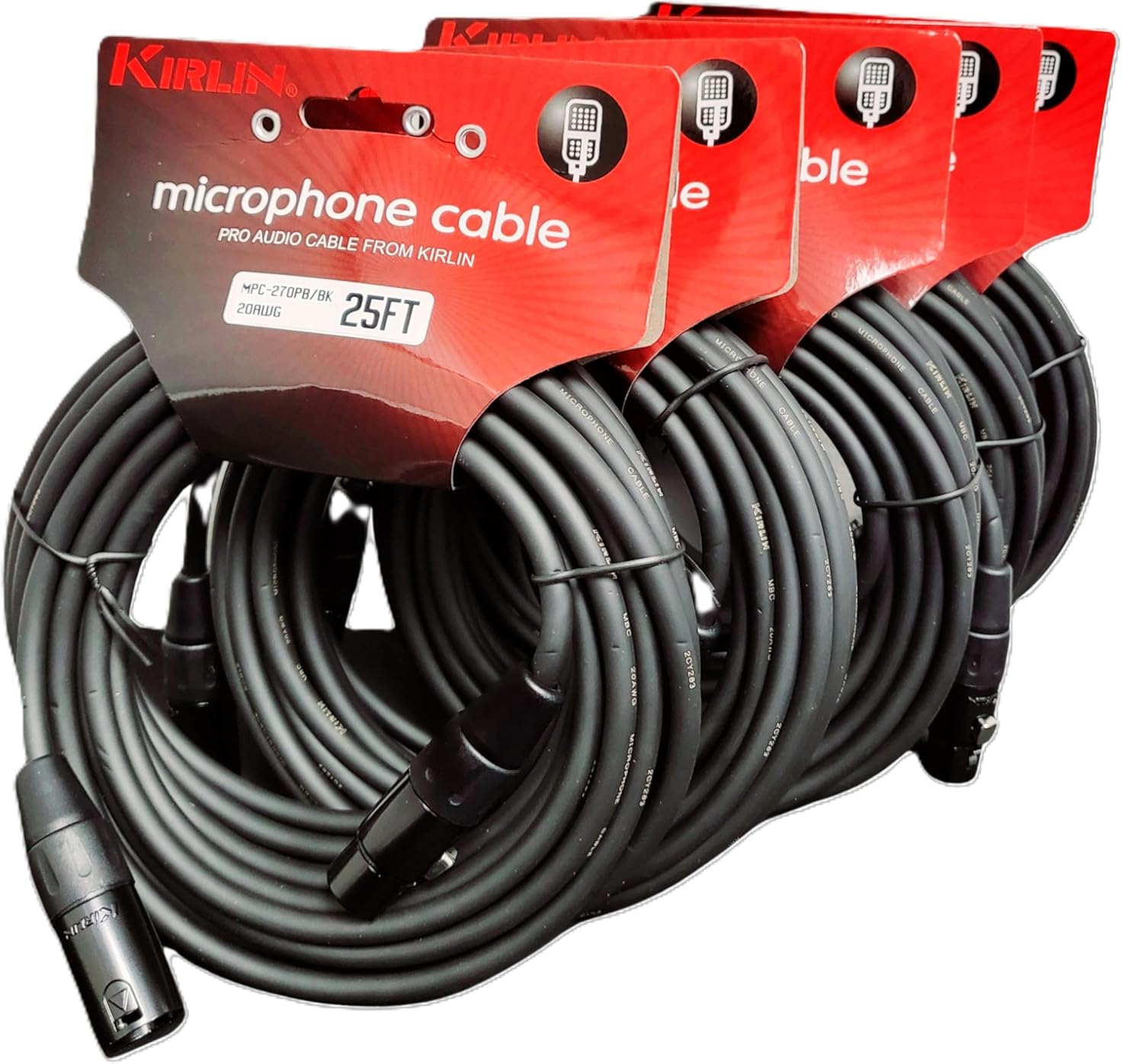 25' FT XLR MICROPHONE MIC CABLE PATCH CORDS MPC270 / 5 PACK