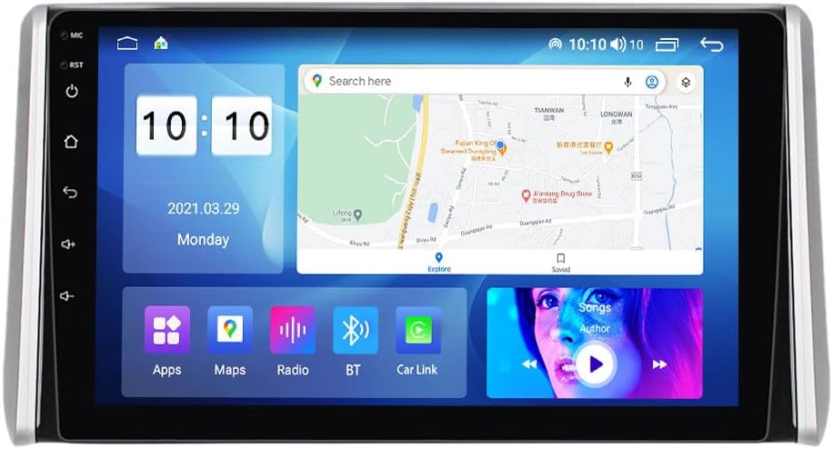 Android Car Stereo for Toyota RAV4 2018-2020,10 inch IPS Touchscreen with Upgrade Wireless CarPlay & Android Auto,WiFi/GPS,Support SWC and Subwoofer,4-Core 1+32G