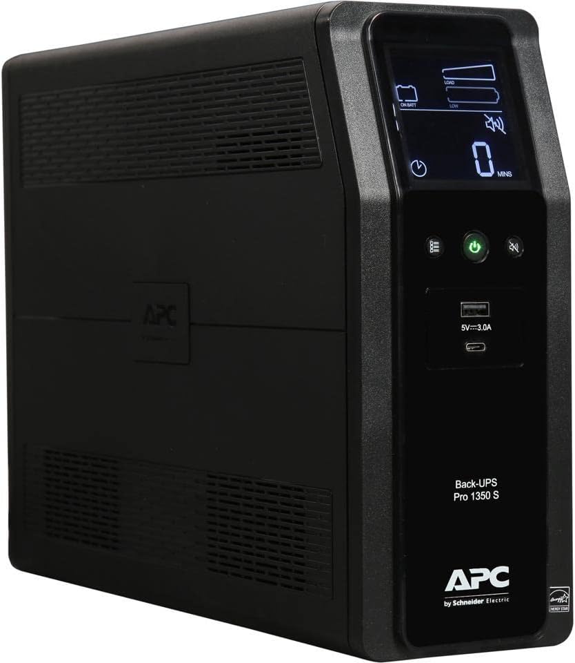 APC Sinewave UPS Back-UPS Pro, 1350VA Battery Backup & Surge Protector, LCD, AVR, BR1350MS