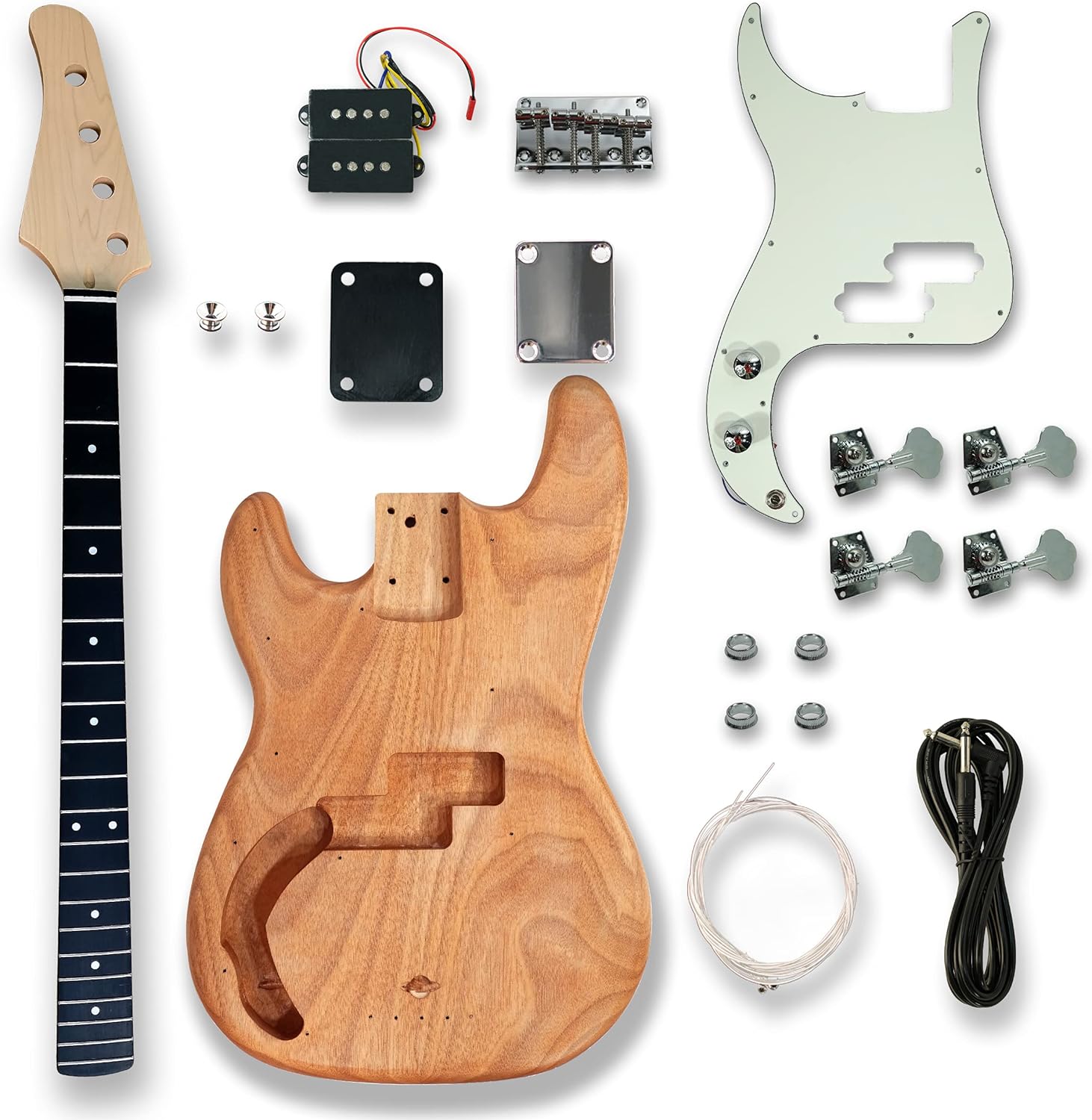 BexGears DIY Left-Handed Electric Guitar Kits For bass Guitar,Okoume Body maple neck & composite ebony fingerboard