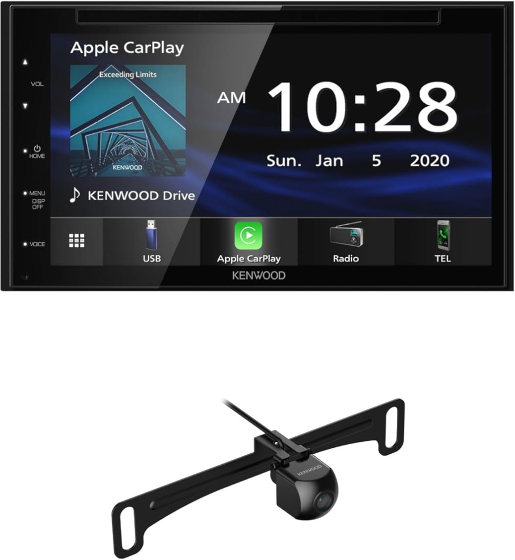 KENWOOD DDX5707S Double Din DVD Car Stereo with Apple Carplay and Android Auto, 6.8 Inch Touchscreen, Bluetooth | Plus KENWOOD CMOS-240U Universal Backup Camera
