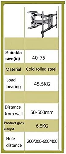 tv mounts Stands Tv Wall Bracket, Swivel TV Wall Mount Bracket with Articulating Double Arms, for Most 40-75 Inch Flat Screen TV, Compatible 200x200 Up to 600x400mm