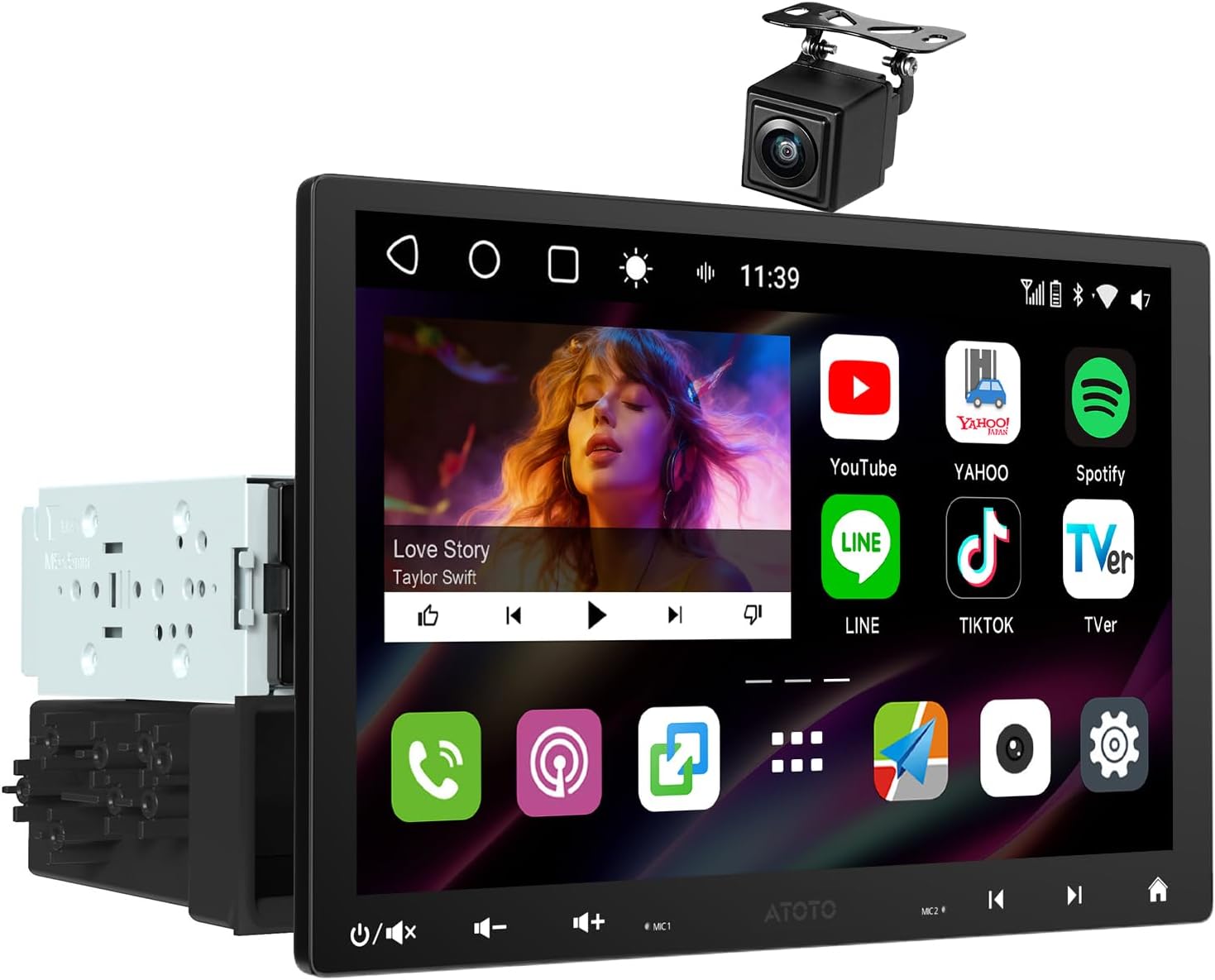 S8 MS 10inch Android Single Din & Double Din Car Stereo, Floating Screen, Built-in 4G, Wi-Fi/Bluetooth/USB, Wireless CarPlay&Android Auto, Dual BT, 36EQ, DSP, 4G+32G, Backup Camera