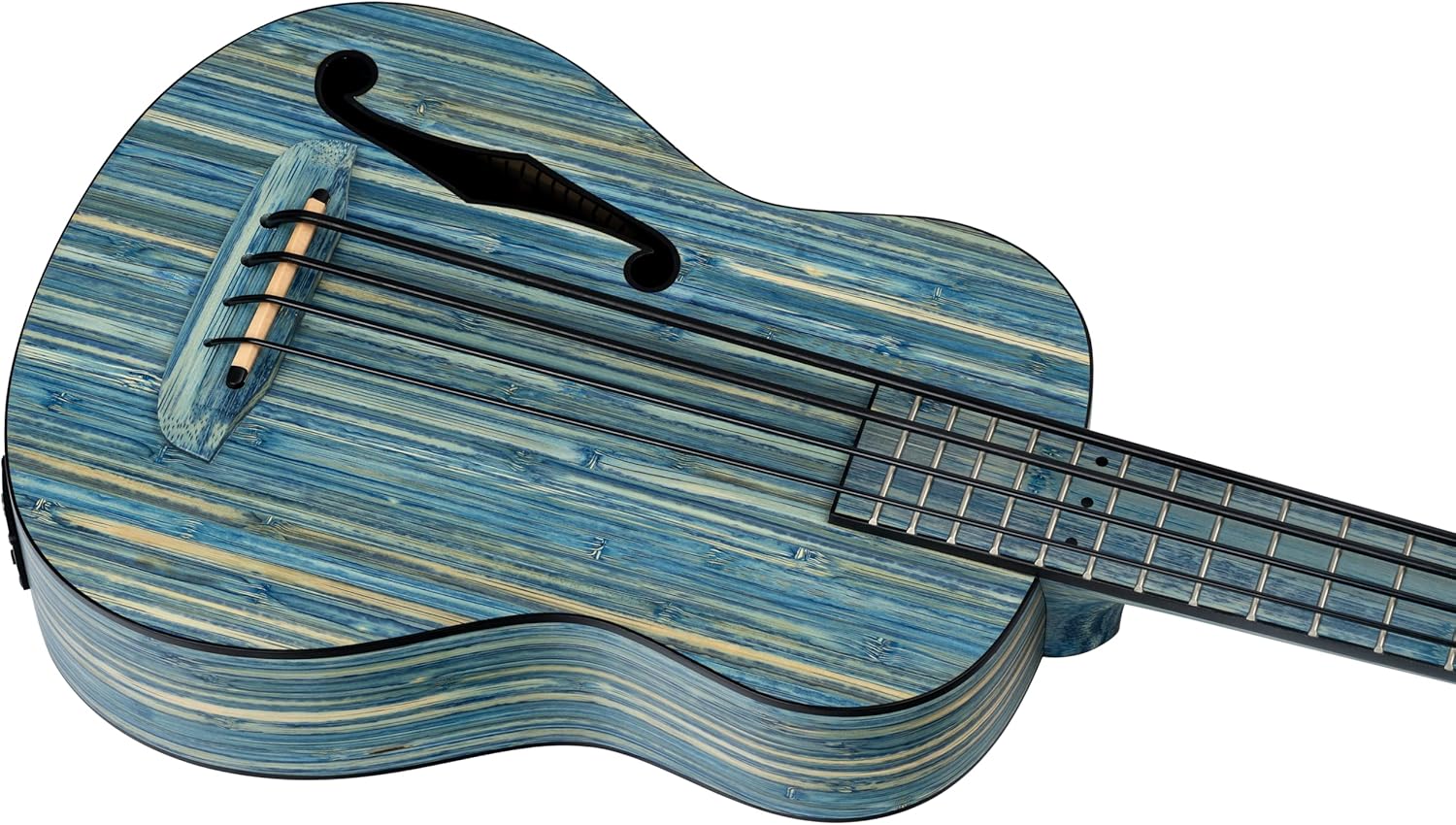 Ortega Guitars 4 String Bamboo Series All Solid Acoustic-Electric Uke-Bass w/Bag, Right-handed, Stone Washed, (RUSWB-UB)