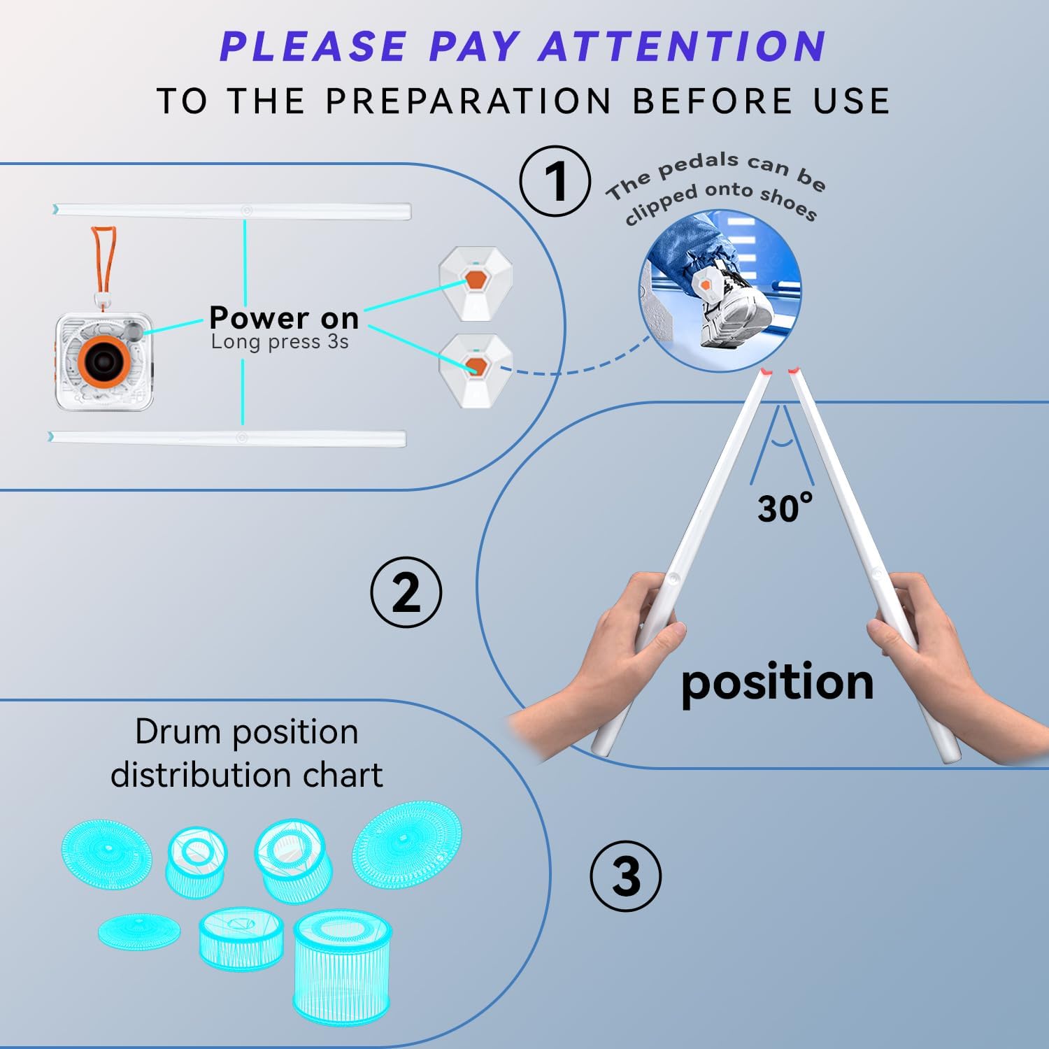 Electronic Drum Set Portable - Quiet Electric Drum Practice Set Air Drumsticks With 3.5mm Input, Drumming App Lessons Games, Storage Bag, Foot Pedal, Lanyard - with Step-by-Step Video Tutorials