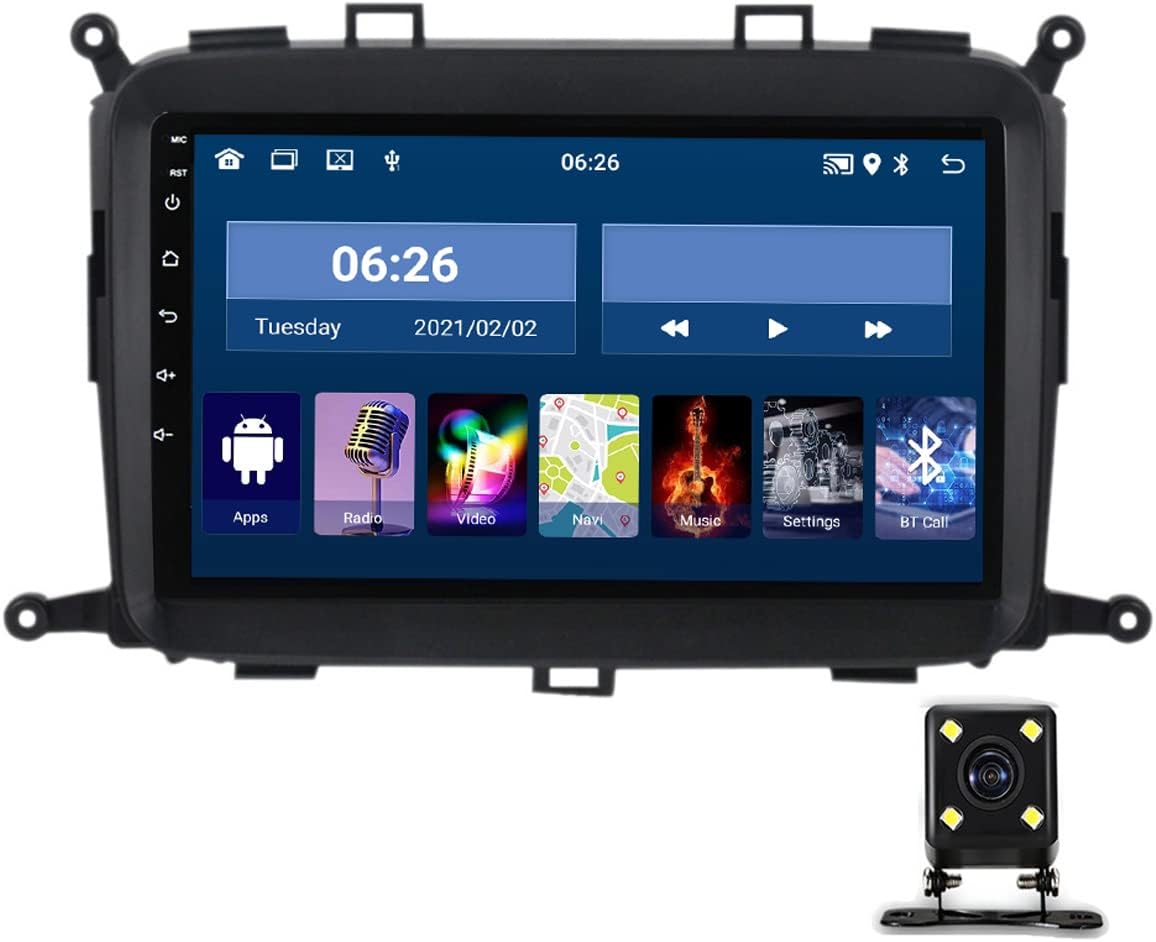 Double Din Car Stereo with Bluetooth, 9 Inch Touch Screen Car GPS in-Dash Navigation Player for KIA Carens 2013-2018 with Backup Camera/SWC/USB/Carplay/FM Car Radio