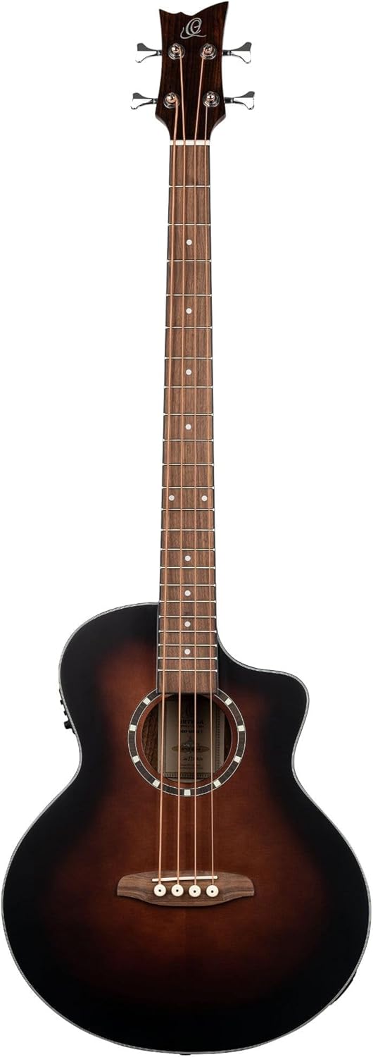 Ortega Guitars Deep Series 4 String Acoustic Bass Guitar, Right-handed, Bourbon Fade, (D7CE-BFT-4)