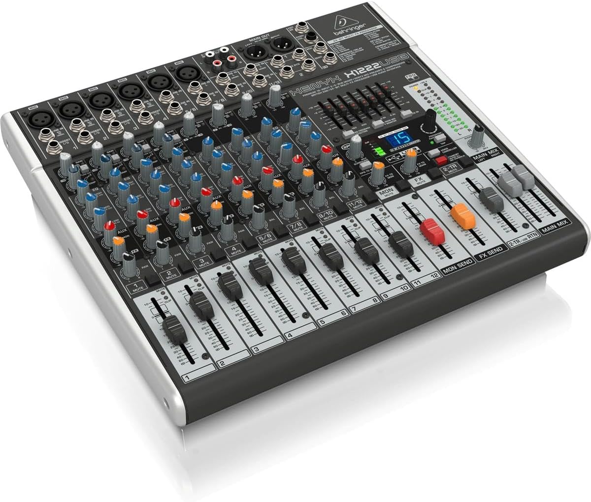 Behringer XENYX X1222USB Premium 16-Input 2/2-Bus Mixer with XENYX Mic Preamps and Compressors, British EQ, 24-Bit Multi-FX Processor and USB/Audio Interface