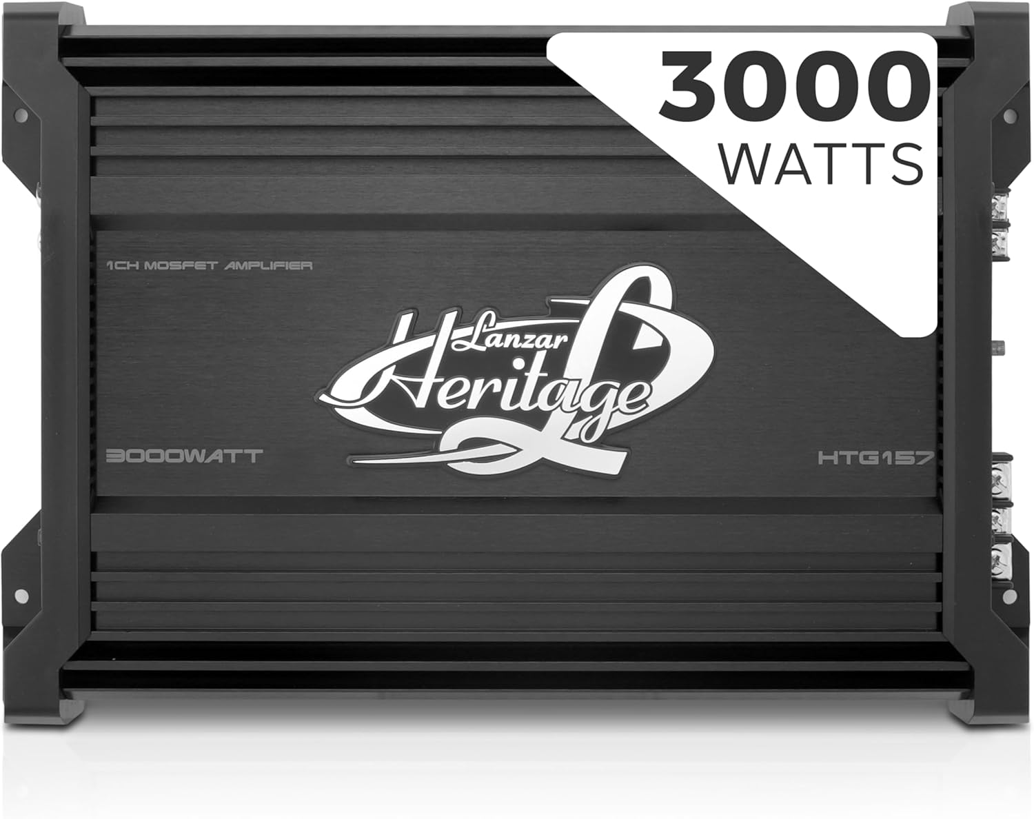 Lanzar 1 Channel Car Audio Amplifier, 3000 Watt, Monoblock, 2 Ohm, MOSFET, Nickel Plated RCA Input, Bass Boost Circuit, Electronic Crossover Network, Power Protection LEDs - HTG157