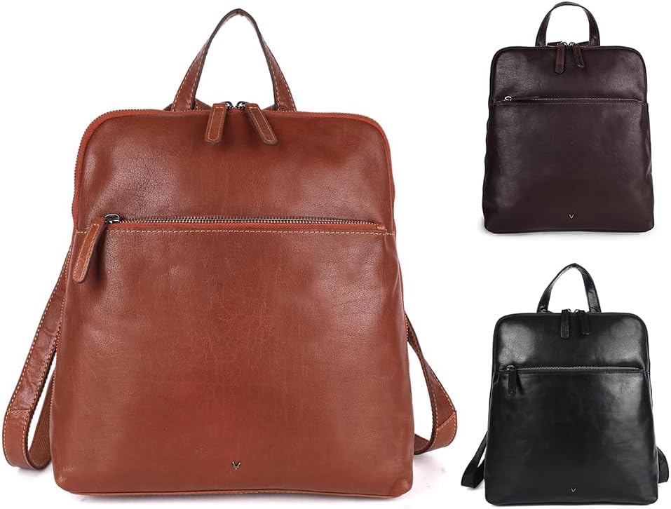 Genuine Leather Backpack for Women - 12.5 Inch with Adjustable Shoulder Strap - Stylish and Durable (Tan)