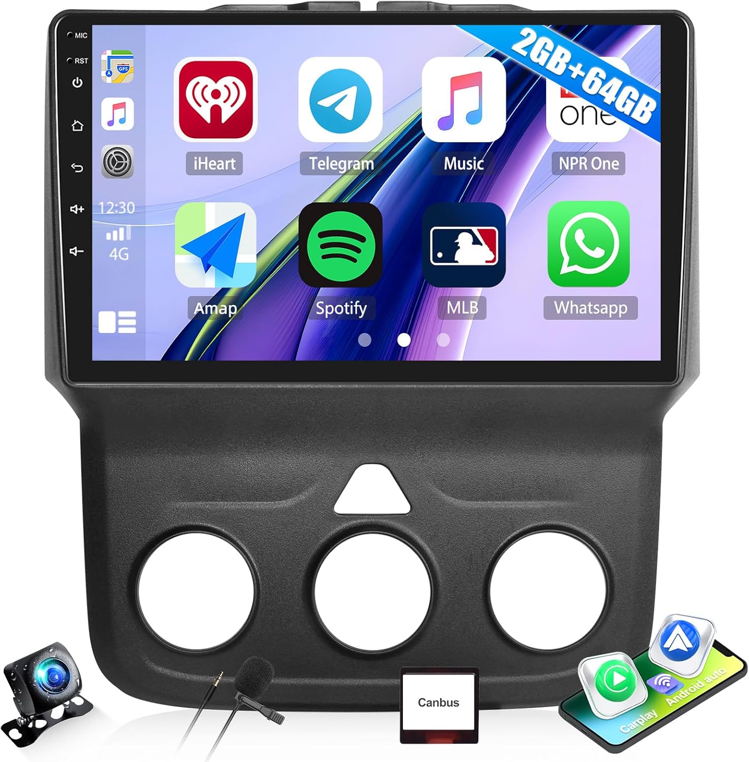 2G+64G Car Stereo Radio for Dodge RAM 1500 2500 3500 2013 2014 2015 2016 2017 2018 with Wireless CarPlay and Android Auto 9